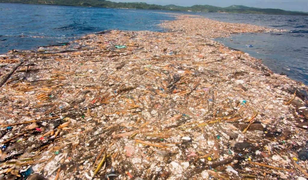 mar caribe -isla de plastico del pacífico